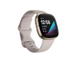 Fitbit Sense, Lunar White Soft Gold Stainless Steel