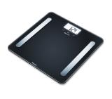 Beurer BF 600 BT diagnostic bathroom scale in pure black, Weight, body fat, body water, muscle percentage, bone mass, AMR/BMR calorie display; BMI calculation; White illuminated display; Bluetooth; 180 kg / 100 g