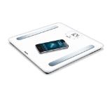 Beurer BF 600 BF diagnostic bathroom scale in pure white, Weight, body fat, body water, muscle percentage, bone mass, AMR/BMR calorie display; BMI calculation; White illuminated display; Bluetooth; 180 kg / 100 g