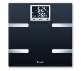Beurer BF 720 BT diagnostic bathroom scale in black, Weight, body fat, body water, muscle percentage, bone mass, AMR/BMR calorie display; BMI calculation; Black LCD display; white illumination with display of user's initials; Bluetooth; 180 kg / 100 g