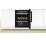 Bosch KUW21AHG0 SER6 Wine cooler with glass door, G, 82.0 cm x 60.0 cm x 56.0 cm, Number of shelves - 5, Capacity for bottles of 750 ml - 44, Number of temperature zones - 2, Temperature range (° C) - 5-20 ° C, 38 dB (A)