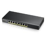 ZyXEL GS1915-8EP, 8-port GbE PoE Smart hybrid mode Switch, standalone or NebulaFlex Cloud, 60 Watt 802.3at, desktop, fanless