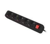 Lanberg power strip 3m, 5 sockets, french with circuit breaker quality-grade copper cable, black