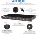 Eaton Tripp-Lite 16-Port USB Charging Station with Syncing, 230V, 5V 40A (200W) USB Charger Output, 2U Rack-Mount