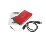 Natec External HDD/SSD Enclosure Rhino Go SATA 2.5" USB 3.0 Red