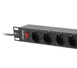 Lanberg power distribution unit (PDU) 19" 1U 16A 9xSchuko outlets,black