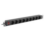 Lanberg power distribution unit (PDU) 19" 1U 16A 9xSchuko outlets,black