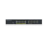 ZyXEL GS1915-24EP, 24-port GbE, 12 port PoE, 130 Watt 802.3at, rackmount, fanless, Smart hybrid mode Switch, standalone or NebulaFlex Cloud