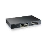 ZyXEL GS1915-24EP, 24-port GbE, 12 port PoE, 130 Watt 802.3at, rackmount, fanless, Smart hybrid mode Switch, standalone or NebulaFlex Cloud