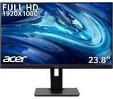 Acer B247Ybmiprzx, 23.8" IPS Wide LED, Anti-Glare, ZeroFrame, 4ms, 100M:1, 250nits, 1920x1080 FHD, 75Hz, VGA, HDMI, DP, Audio In/Out, 2x2W, USB 3.0 Hub, Hgt.Adj., Tilt, Swivel, Pivot, VESA 100x100, Black, Acer EcoDisplay