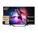 Hisense 43" A63H, 4K Ultra HD 3840x2160, DLED, HDR 10+, HLG, Dolby Vision, DTS Virtual X, Smart TV, WiFi 5GHz, WiFi Direct, BT, Anyview Cast, 3xHDMI, 2xUSB, LAN, CI+, DVB-T2/C/S2, Black
