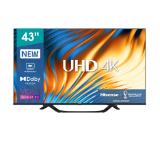 Hisense 43" A63H, 4K Ultra HD 3840x2160, DLED, HDR 10+, HLG, Dolby Vision, DTS Virtual X, Smart TV, WiFi 5GHz, WiFi Direct, BT, Anyview Cast, 3xHDMI, 2xUSB, LAN, CI+, DVB-T2/C/S2, Black