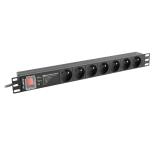 Lanberg power distribution unit (PDU) PRO 19" 1U 16A 2M 7X FRENCH OUTLETS SPD-3MP Black