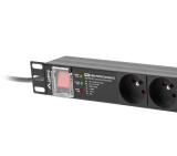 Lanberg power distribution unit (PDU) PRO 19" 1U 16A 2M 7X FRENCH OUTLETS SPD-3MP Black