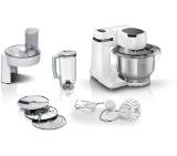 Bosch MUMS2EW20, Kitchen machine, MUM Serie 2, 700 W, Large 3.8L stainless steel bowl, 3D PlanetaryMixing, 4 speeds, Pastry set, 3 discs, TR blender 1.25 l, White