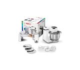 Bosch MUMS2EW20, Kitchen machine, MUM Serie 2, 700 W, Large 3.8L stainless steel bowl, 3D PlanetaryMixing, 4 speeds, Pastry set, 3 discs, TR blender 1.25 l, White
