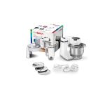 Bosch MUMS2EW20, Kitchen machine, MUM Serie 2, 700 W, Large 3.8L stainless steel bowl, 3D PlanetaryMixing, 4 speeds, Pastry set, 3 discs, TR blender 1.25 l, White