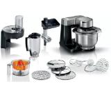 Bosch MUMS2VM40, Kitchen machine, MUM Serie 2, 900 W, 3.8L stainless steel bowl, 3D PlanetaryMixing, 7 speeds, Pastry set, 3 discs, Meat grinder, TR blender 1.25 l, Citrus press, Transparent lid with filling hole, Black-Silver