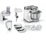 Bosch MUMS2VS30, Kitchen machine, MUM Serie 2, 900 W, 3.8L stainless steel bowl, 3D PlanetaryMixing, 7 speeds, Pastry set, 3 discs, Meat grinder, TR blender 1.25 l, Transparent lid with filling hole, White-Silver