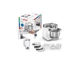 Bosch MUMS2VS30, Kitchen machine, MUM Serie 2, 900 W, 3.8L stainless steel bowl, 3D PlanetaryMixing, 7 speeds, Pastry set, 3 discs, Meat grinder, TR blender 1.25 l, Transparent lid with filling hole, White-Silver