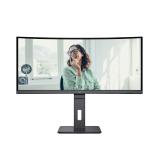 AOC CU34P3CV, 34" VA WLED, Curved 1500R, 3440x1440@100Hz, 4ms GtG, 1ms MPRT, 300cd m/2, DCR 3000:1, 50M:1, AdaptiveSync, FlickerFree, Low Blue Light, 5Wx2, Tilt, Height Adjust, Swivel, HDMI, DP, USB hub