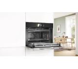 Bosch CMG778NB1, SER8 Compact built-in oven with microwave function, 60 x 45 cm, 45 l, 900W, Digital control ring, 4D hotair, Hotair Gentle, Air Fry function, Home Connect, Black