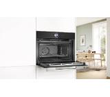 Bosch CSG7364B1, SER8, Compact steam oven, 60 x 45 cm, 47 l, Perfect Steam, Steam Plus function, Added Steam function, Home Connect, Black