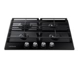 Samsung NA64H3000AK/L1, Built-in 4 Burner Gas Hob with Cast Iron Grates, 8 Kw, Black tempered glass, LP Conversion Kit