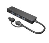 Natec Hub Mayfly USB-C 3.0 4 Port + USB-A Adapter Black