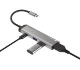 Natec Fowler Multiport Adapter 4 in 1, 2xUSB 3.0 HUB, HDMI 4K, USB-C PD, Slim