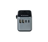 Verbatim UTA-03 Universal Travel Adapter with 1 x USB-C PD 30W & QC 3.0 / 2 x USB-C / 2 x USB-A