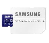 Samsung 512GB micro SD Card PRO Plus with Adapter, UHS-I, Read 180MB/s - Write 130MB/s