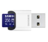 Samsung 256GB micro SD Card PRO Plus with USB Reader, UHS-I, Read 180MB/s - Write 130MB/s