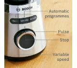 Bosch MMB6386M Series 4, VitaPower Blender, 1200 W, Glass ThermoSafe jug 1.5 l,  Grinding attachment, ProEdge stainless steel blades made in Solingen, Stainless steel