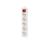 Lanberg power strip 3m 5x Schuko outlets with circuit breaker quality-grade copper cable, white