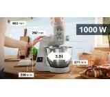 Bosch MUM5XL72, Compact Kitchen Machine, MUM5 scale, 3D Planetary Mixing, 1000 W, add. Meat grinder, Blender, Plastic bowl, Grey-silver