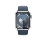 Apple Watch Series 9 GPS + Cellular 41mm Silver Stainless Steel Case with Storm Blue Sport Band - S/M