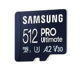 Samsung 512GB micro SD Card PRO Ultimate with Adapter , UHS-I, Read 200MB/s - Write 130MB/s, U3, V30, A2