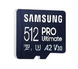 Samsung 512GB micro SD Card PRO Ultimate with Adapter , UHS-I, Read 200MB/s - Write 130MB/s, U3, V30, A2