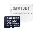 Samsung 512GB micro SD Card PRO Ultimate with Adapter , UHS-I, Read 200MB/s - Write 130MB/s, U3, V30, A2