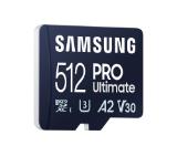 Samsung 512GB micro SD Card PRO Ultimate with USB Reader , UHS-I, Read 200MB/s - Write 130MB/s, U3, V30, A2