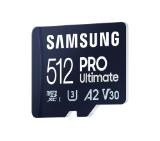 Samsung 512GB micro SD Card PRO Ultimate with USB Reader , UHS-I, Read 200MB/s - Write 130MB/s, U3, V30, A2