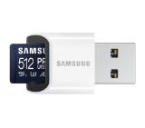 Samsung 512GB micro SD Card PRO Ultimate with USB Reader , UHS-I, Read 200MB/s - Write 130MB/s, U3, V30, A2