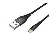 Natec USB-C(M) -> USB-A (M) 2.0 cable 1m. Black LED nylon