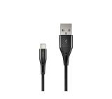 Natec USB-C(M) -> USB-A (M) 2.0 cable 1m. Black LED nylon