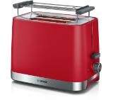 Bosch TAT4M224, MyMoment Compact toaster, 950 W, Auto power off, Defrost and reheat setting, Removable and foldable bun attachment, High lift, Red
