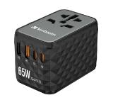 Verbatim UTA-05 GaN III Universal Travel Adapter with 2 x USB-C PD 65W & QC 4+ / 2 x USB-A