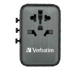 Verbatim UTA-05 GaN III Universal Travel Adapter with 2 x USB-C PD 65W & QC 4+ / 2 x USB-A