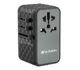 Verbatim UTA-06 GaN III Universal Travel Adapter with 2 x USB-C PD 100W & QC 4+ / 2 x USB-A QC 3.0