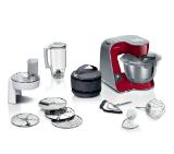 Bosch MUM5X720, Kitchen Machine with scale, MUM5, 1000 W, 3D PlanetaryMixing, Stainless steel mixing bowl, additional accessories included, Red, Silver